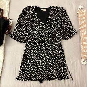 LOFT Black Floral Blouse